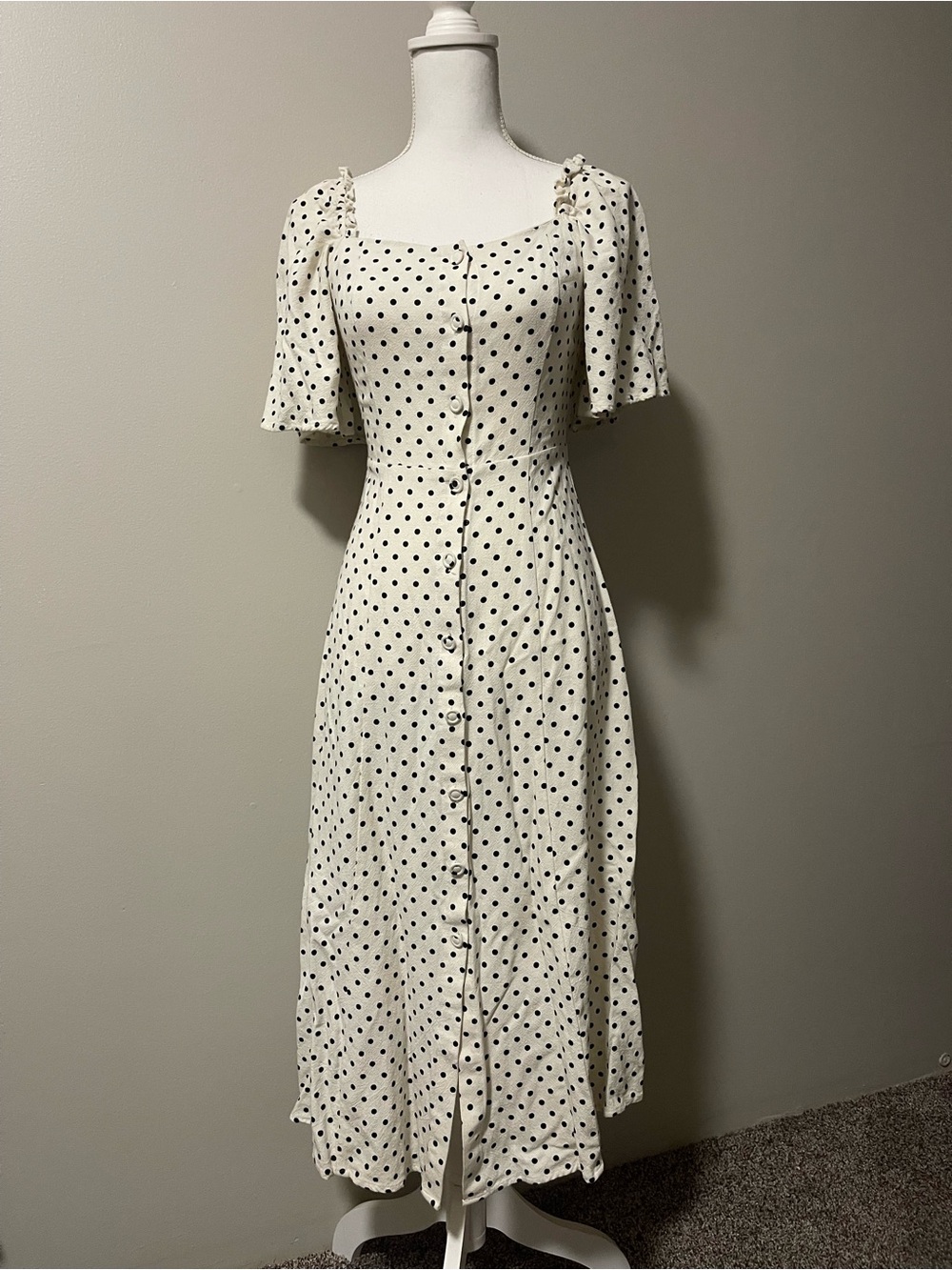 FRNCH The Aiche Polka Dot Tie Back Dress